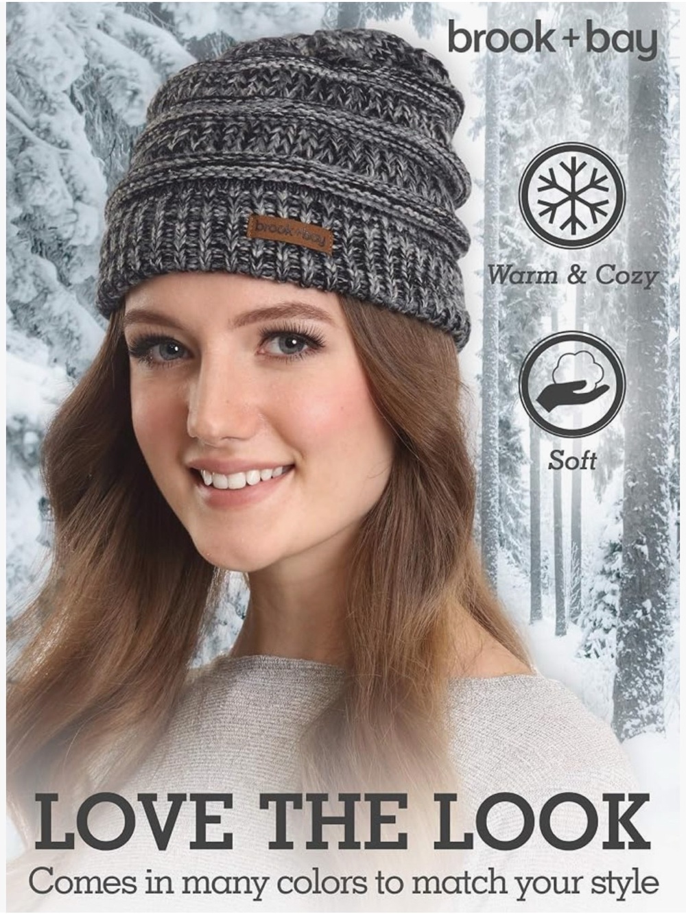 Brook + Bay Women's Adult Winter Cozy Knit Beanie Hat Gray - Picture 3 of 14